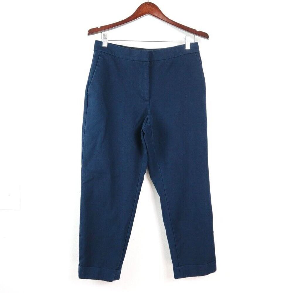 Ann Taylor Size 8 Petite Mid Rise Curvy Fit Crop Chino Pants Navy Blue